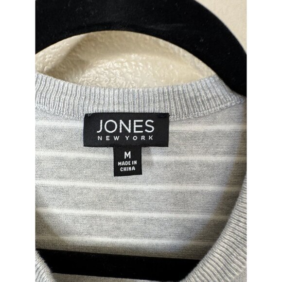 Jones New York Women's Gray Cardigan size Medium button up round neck viscose - Picture 3 of 7